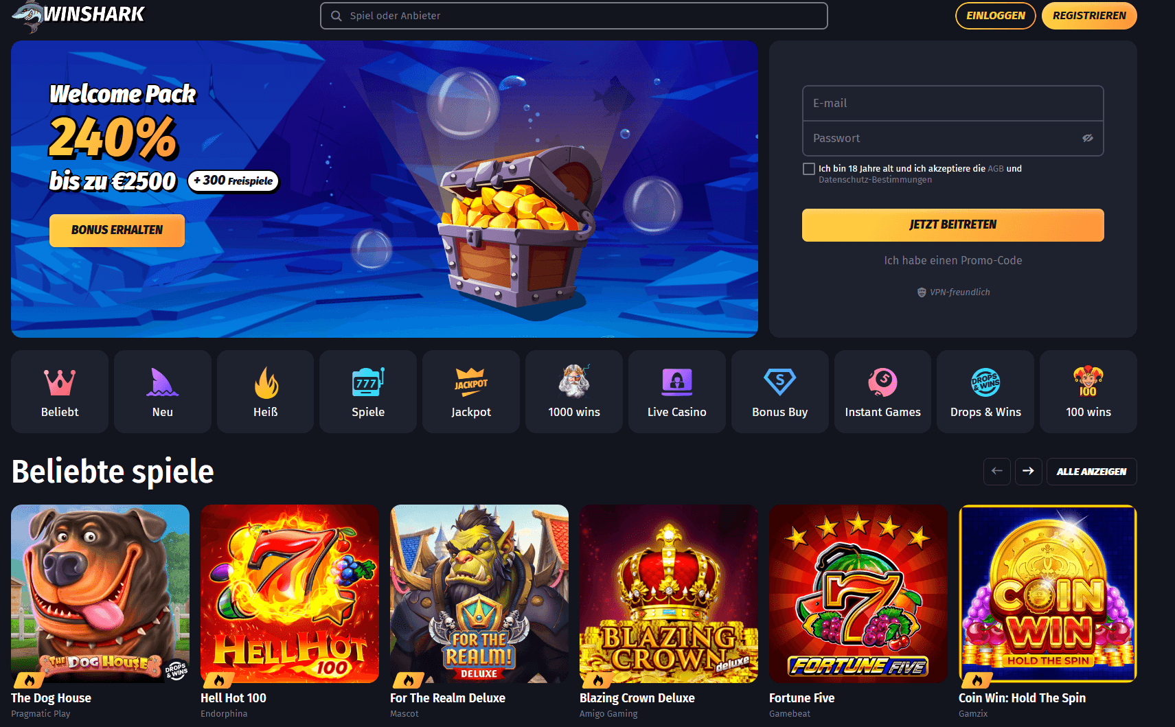 Winshark Casino Schnelle Auszahlung