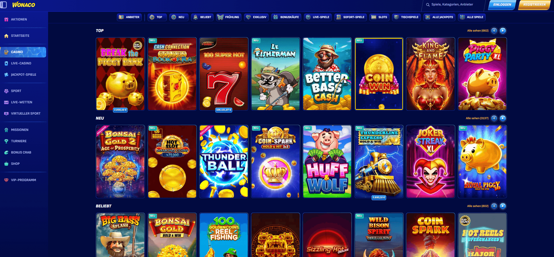 Wonaco Casino Schnelle Auszahlung